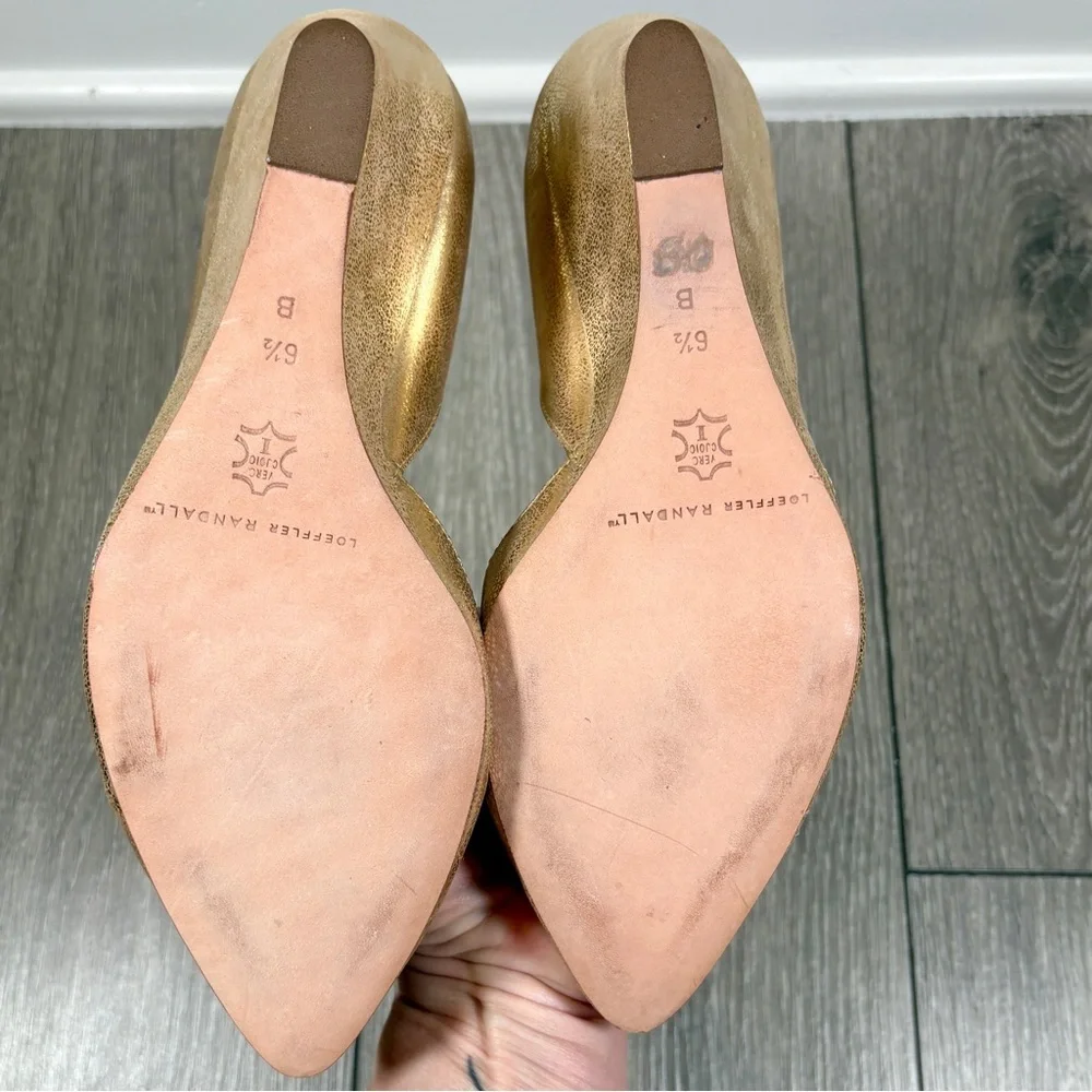 Loeffler Randall Gold Wedge Shoes - Picture 6 of 6